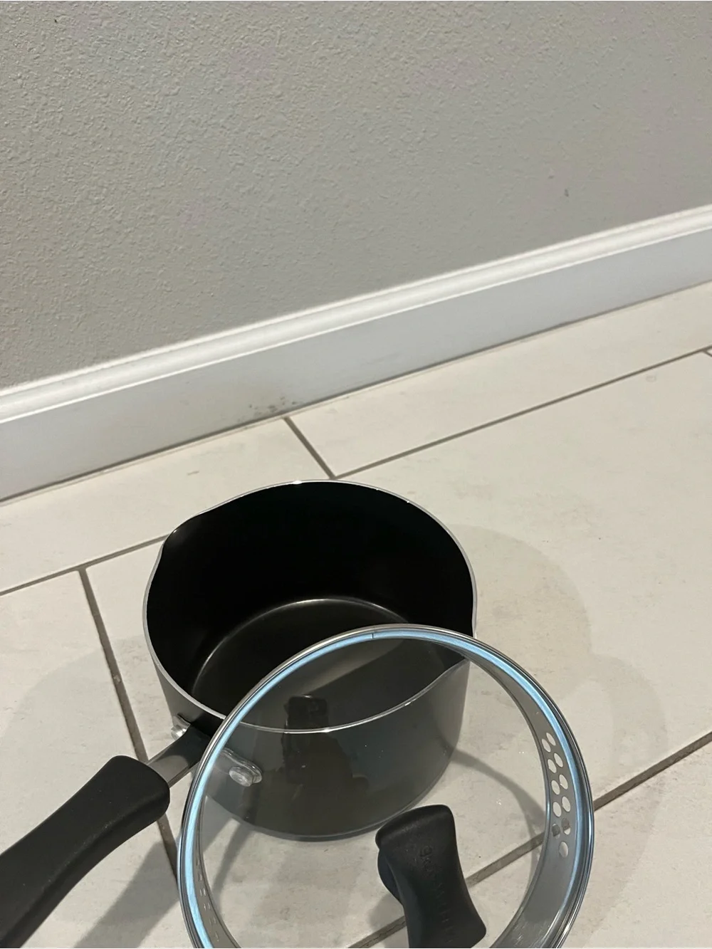 Black Nonstick Saucepan with Glass Lid - Brand Unspecified